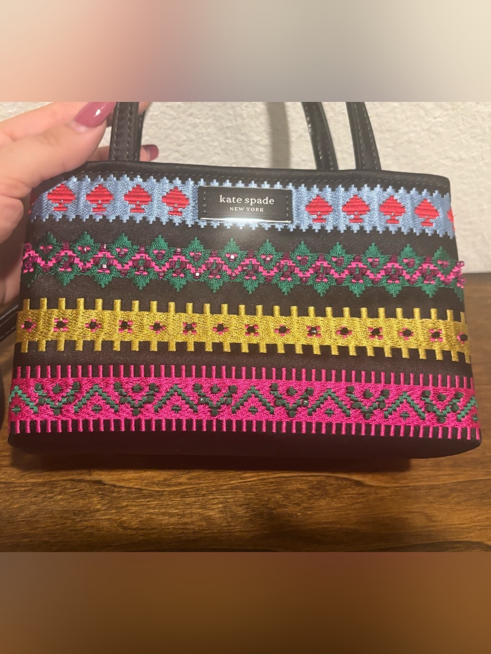kate spade Mini Black Multi-Color Embroidered Crossbody - Picture 5 of 12